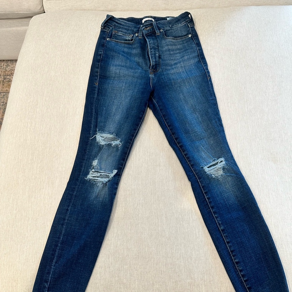 Good American Denim Jeans with Distressed Accents